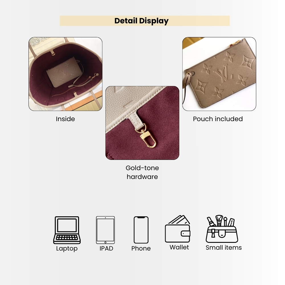 Louis Vuitton Neverfull MM Monogram Empreinte Tourterelle Grey 31Cm M45686 - Image 3