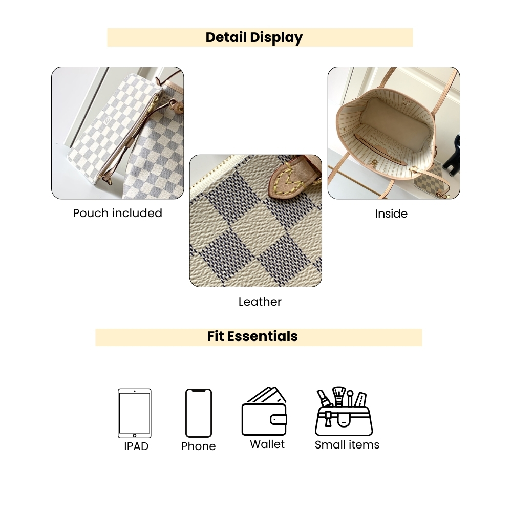 Louis Vuitton Neverfull PM Damier Azur Beige 29Cm N40605 - Image 4