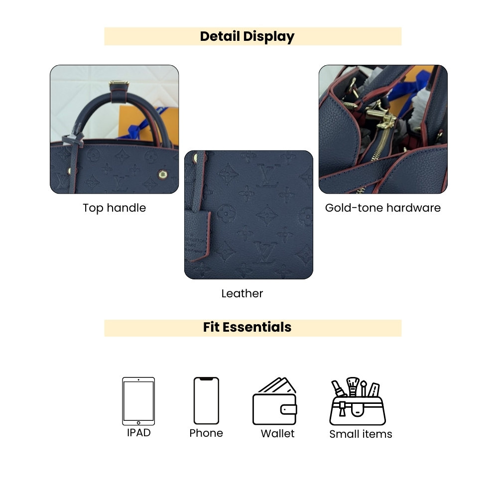 Louis Vuitton Montaigne MM Monogram Empreinte Navy Blue 33Cm M42746 - Image 4