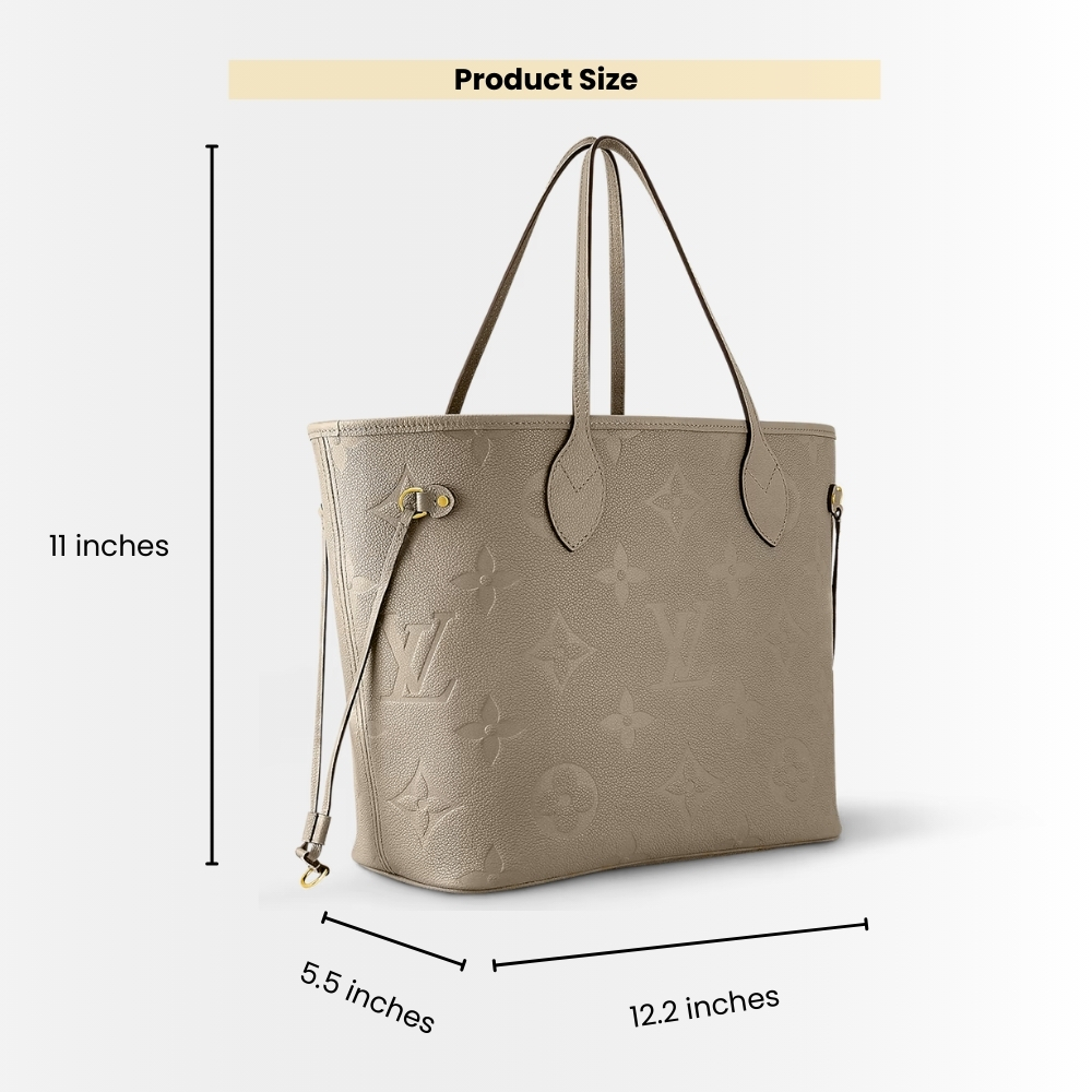 Louis Vuitton Neverfull MM Monogram Empreinte Tourterelle Grey 31Cm M45686 - Image 4