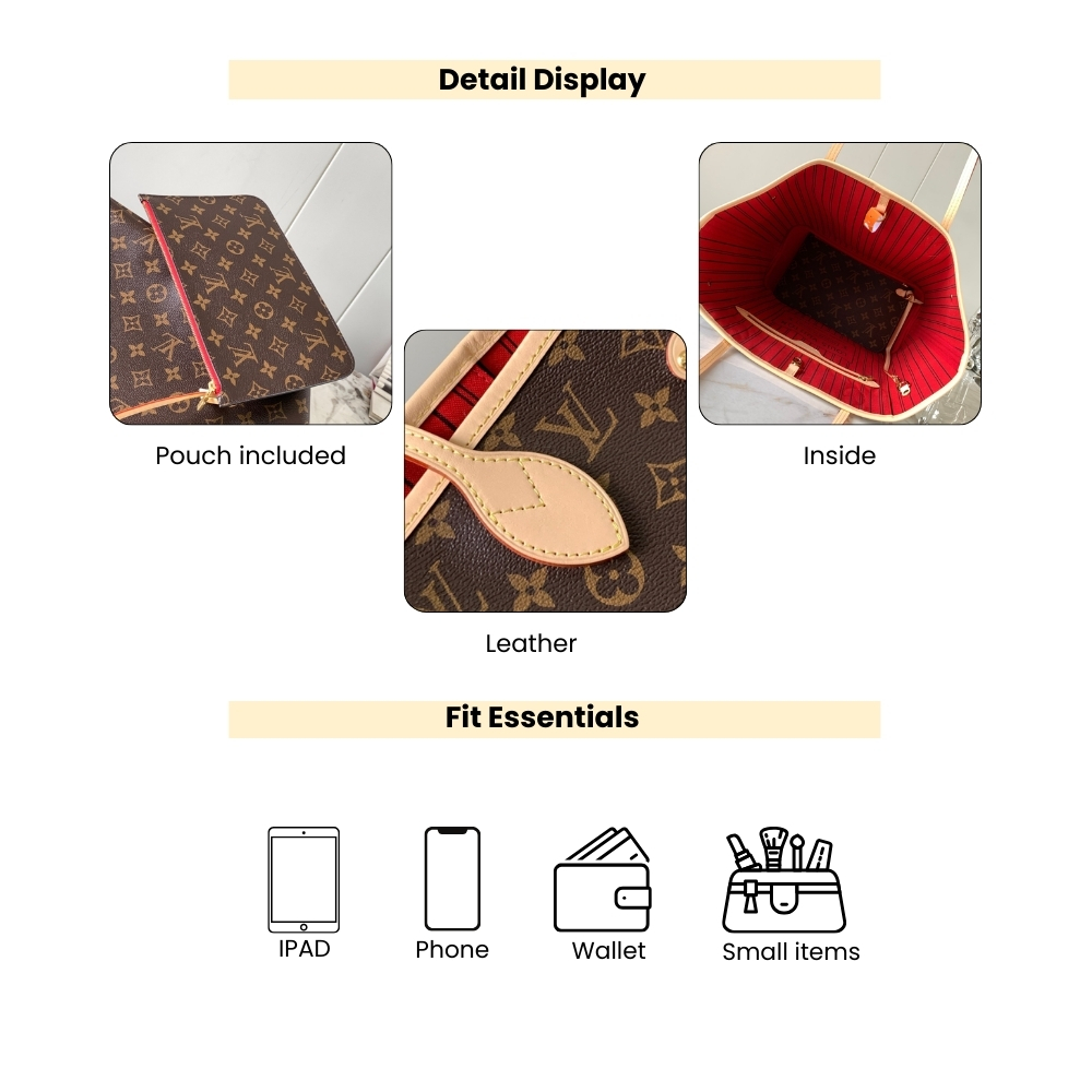 Louis Vuitton Neverfull MM Monogram Cerise Red 31Cm M46987 - Image 4