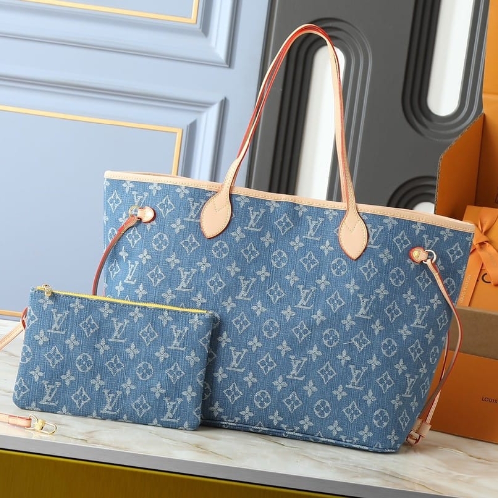 Louis Vuitton Neverfull MM Monogram Denim Blue 31Cm M13192 - Image 5