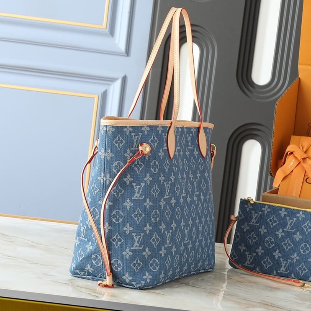 Louis Vuitton Neverfull MM Monogram Denim Blue 31Cm M13192 - Image 7