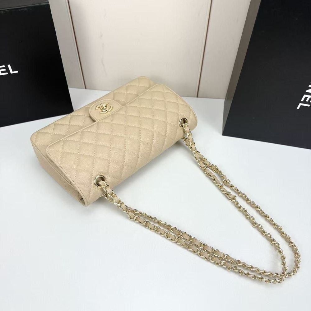 Chanel Classic Medium Double Flap Bag Beige 25Cm A01113 Y04059 NZG77 - Image 9