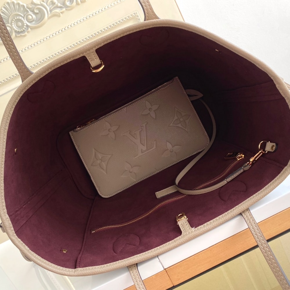 Louis Vuitton Neverfull MM Monogram Empreinte Tourterelle Grey 31Cm M45686 - Image 12