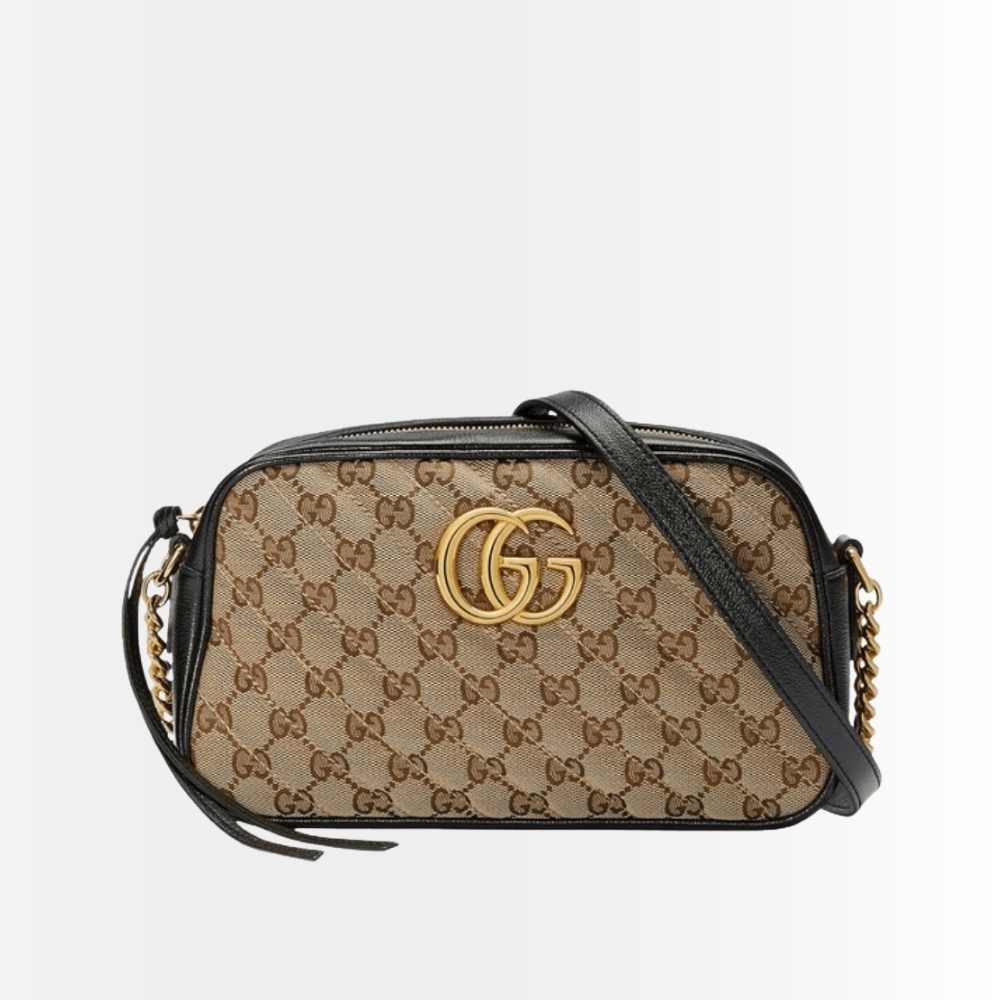 Gucci GG Marmont Small Shoulder Bag Beige Ebony 24Cm 447632 HVKEG 9772