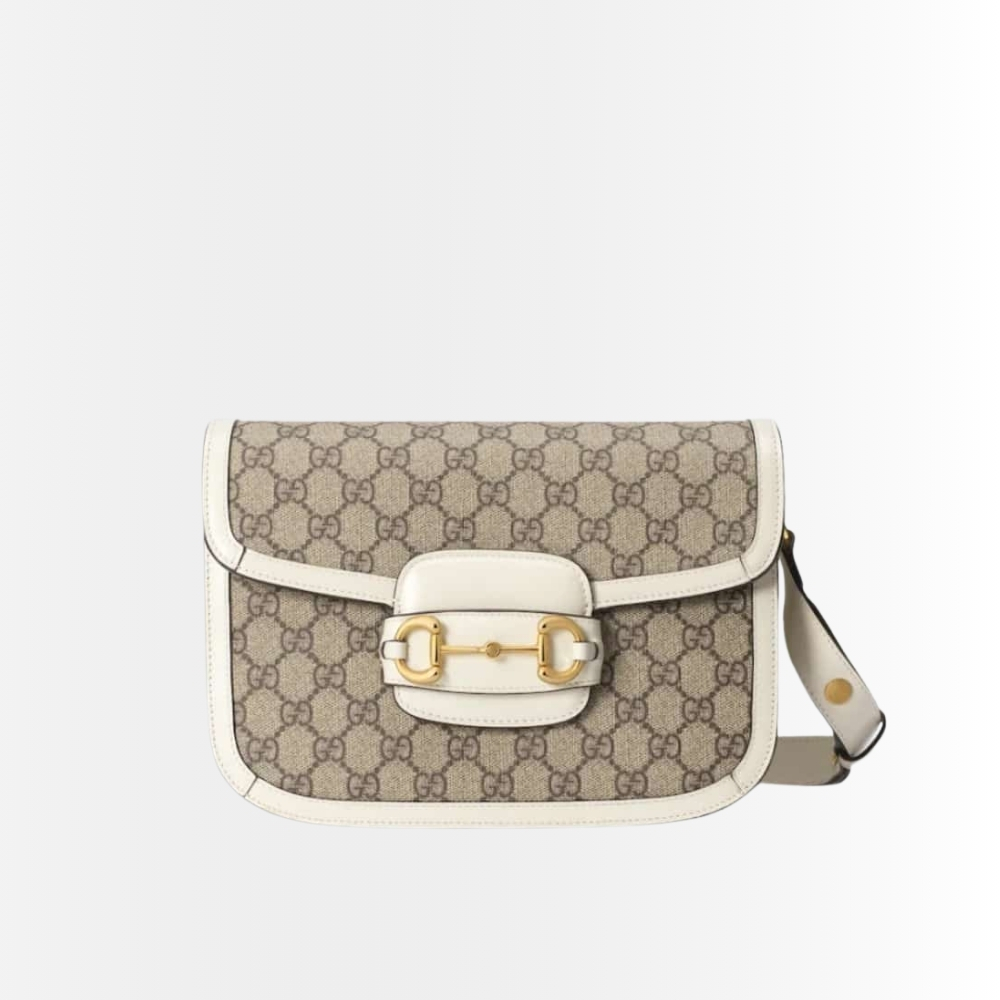 Gucci Horsebit 1955 Medium Bag Beige White 25cm 602204 92TCG 9761
