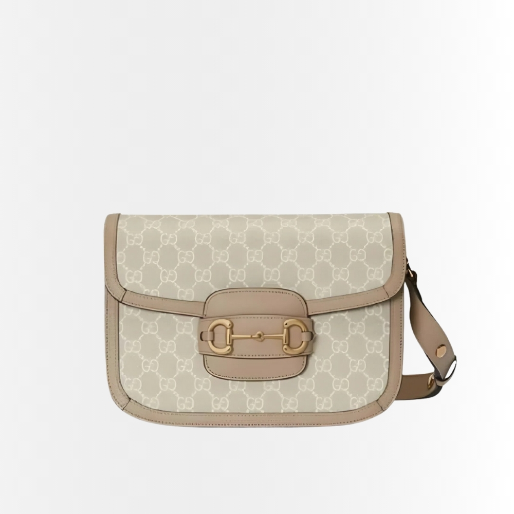 Gucci Horsebit 1955 Medium Bag Beige White 25cm 602204 UULBG 9683