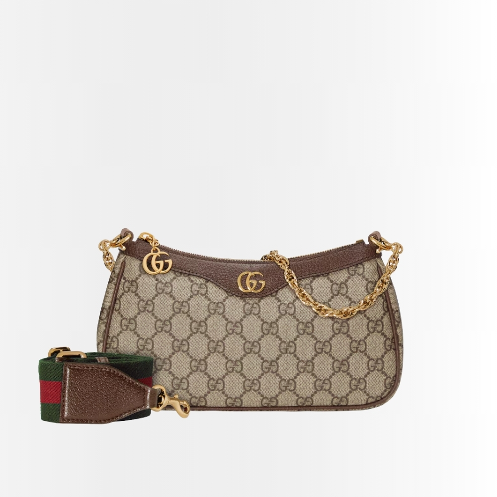 Gucci Ophidia Small Shoulder Bag Beige And Dark Brown 25Cm 735132 FABLE 9442