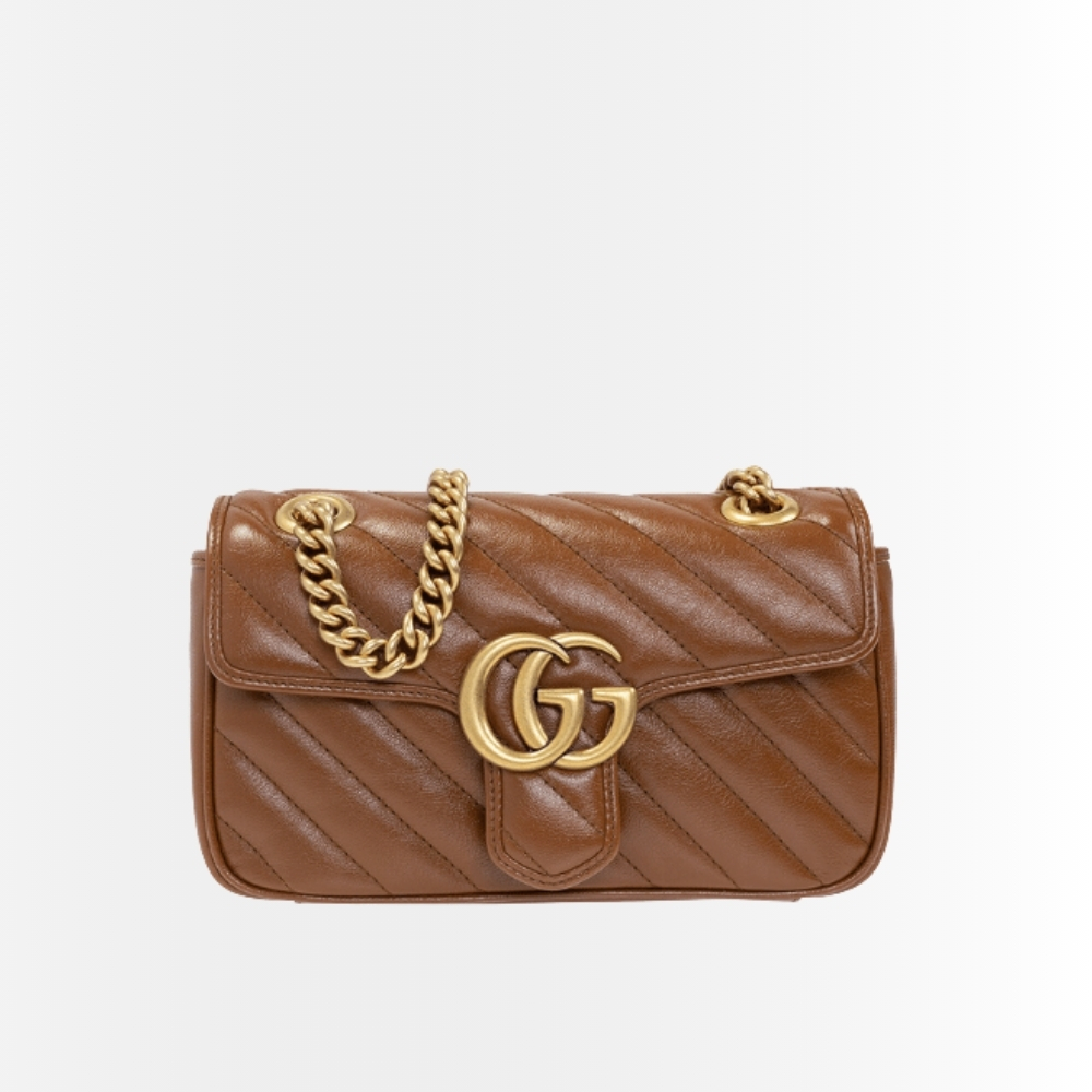 Gucci Marmont Mini Matelasse Shoulder Bag Brown 22Cm 446744 0OLFT 2535