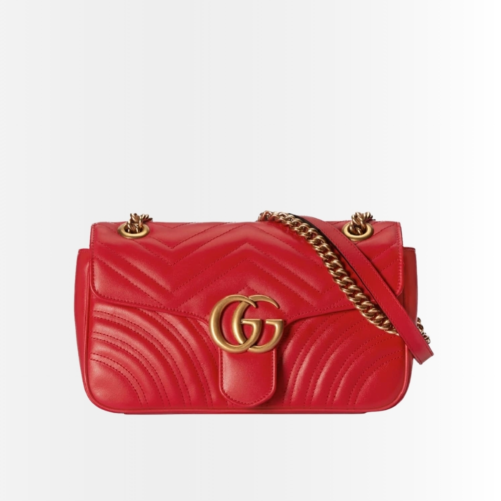 Gucci Marmont Small Matelasse Shoulder Bag Red 22Cm 446744 0OLFT 2535