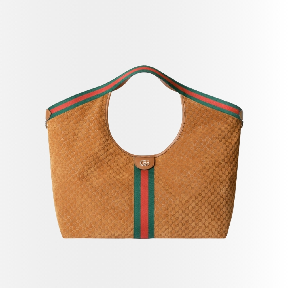 Gucci Giglio Large Tote Bag Suede Brown 60Cm 853971 CAAB8 2147