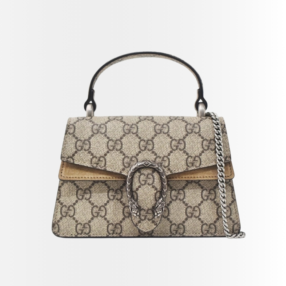 Gucci Dionysus Mini Top Handle Bag Beige Ebony 18Cm 752029 KHNRN 8642