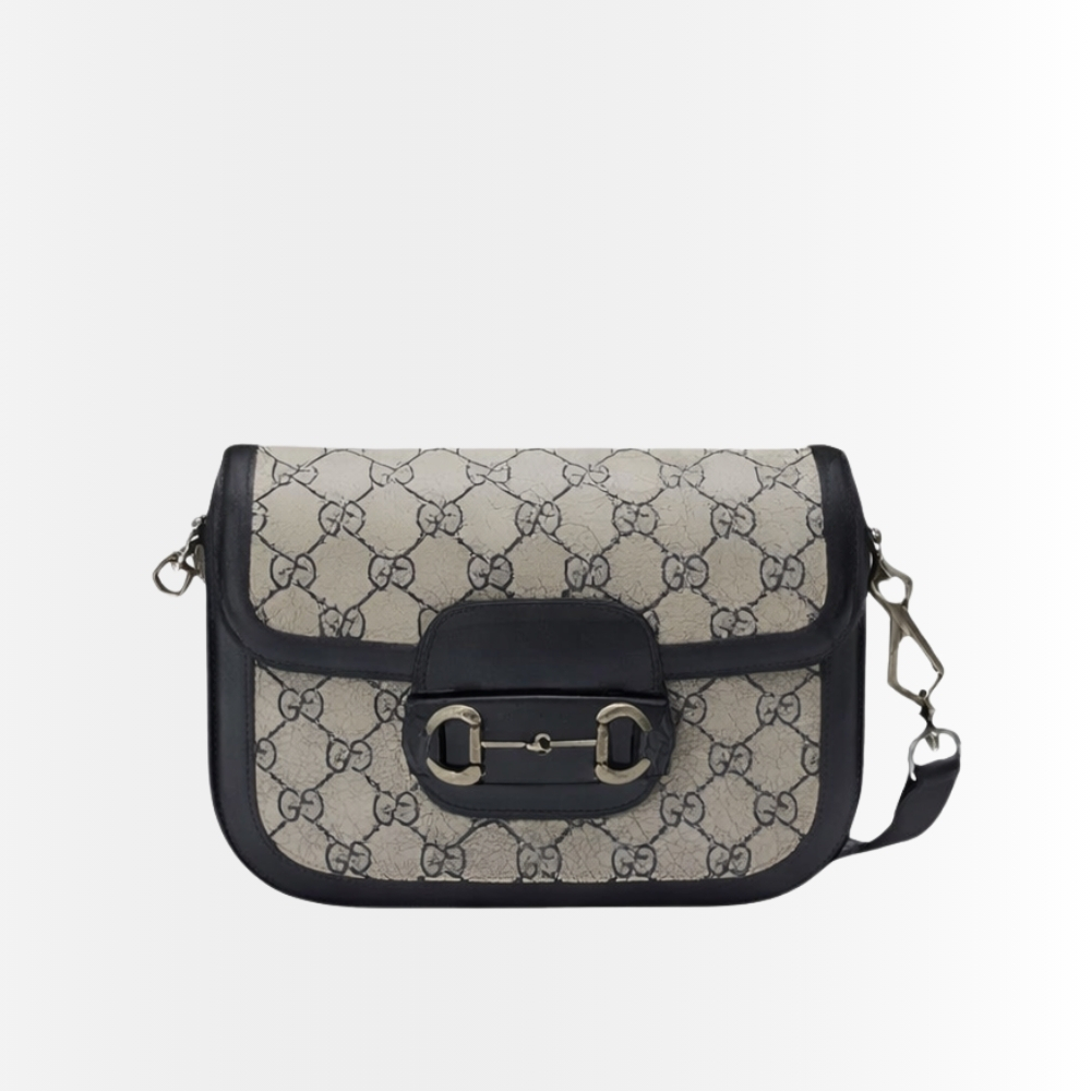 Gucci Horsebit 1955 Mini Beige And Black Bag 20Cm 658574 96IWN 4076