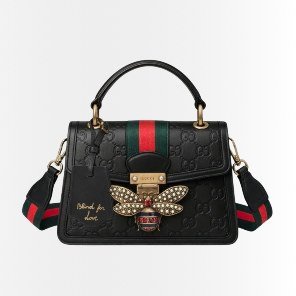 Gucci Queen Margaret GG Mini Top Handle Bag Full Black 20Cm