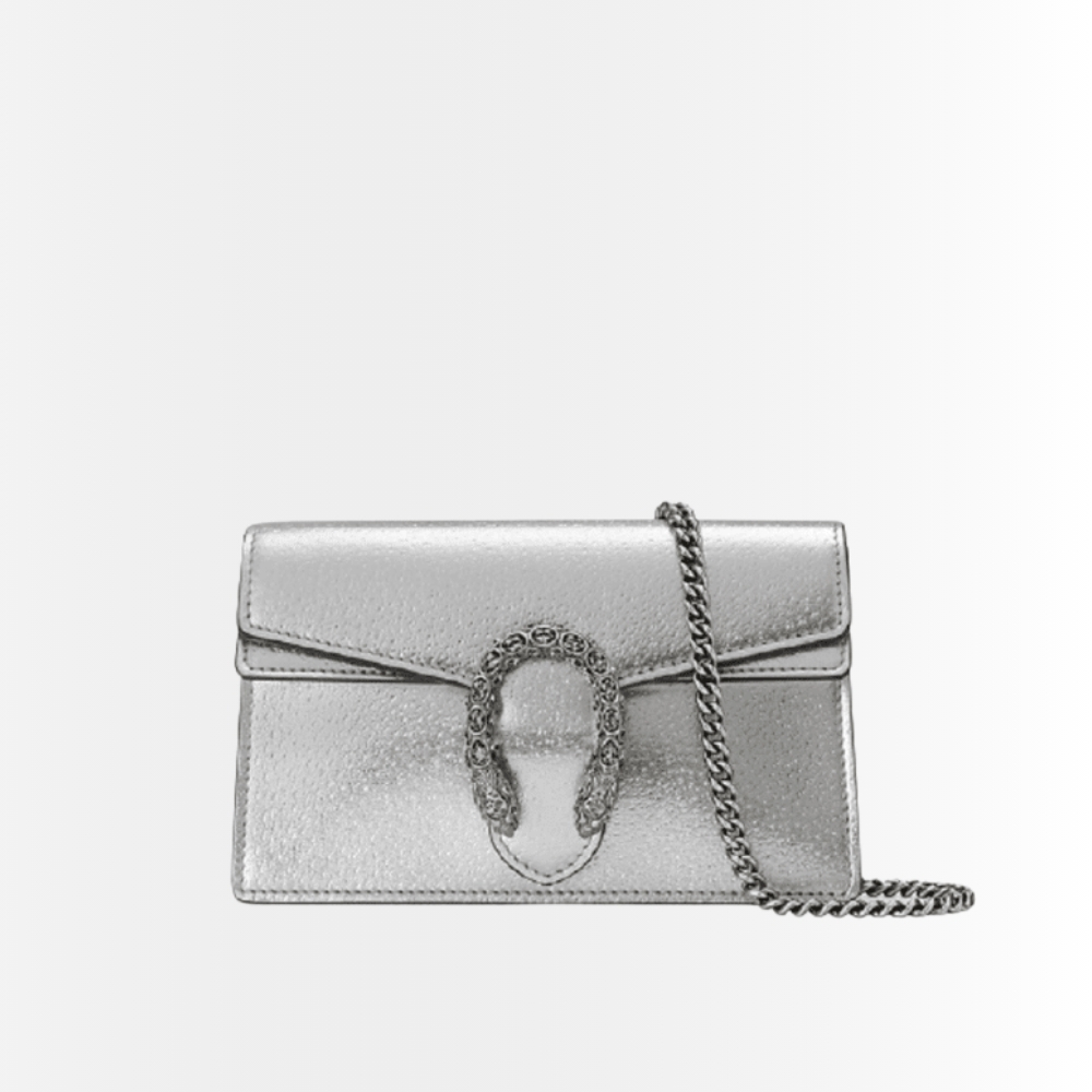 Gucci Dionysus Super Mini Crossbody Bag Silver 16Cm 476432 1TRBN 8173