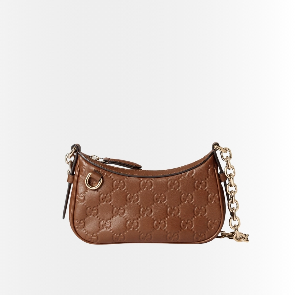 Gucci GG Emblem Mini Shoulder Bag In Brown 19Cm 847091 AAFDV 2718