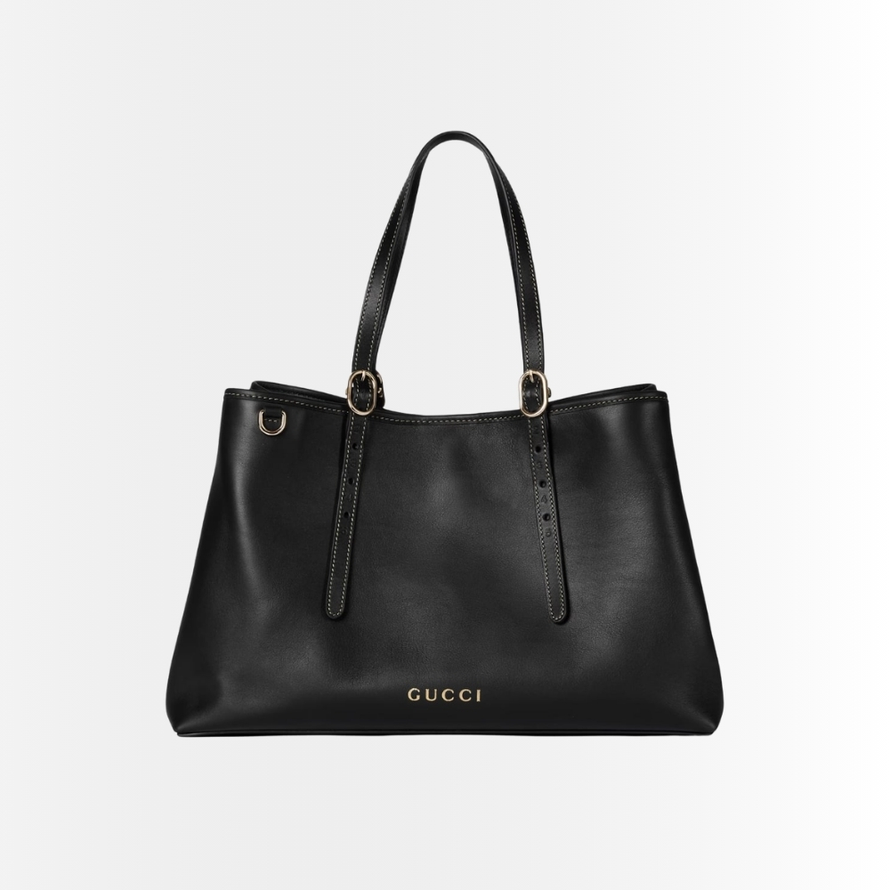 Gucci GG Emblem Medium Tote Bag Black 31Cm 815213 AAEC2 1000