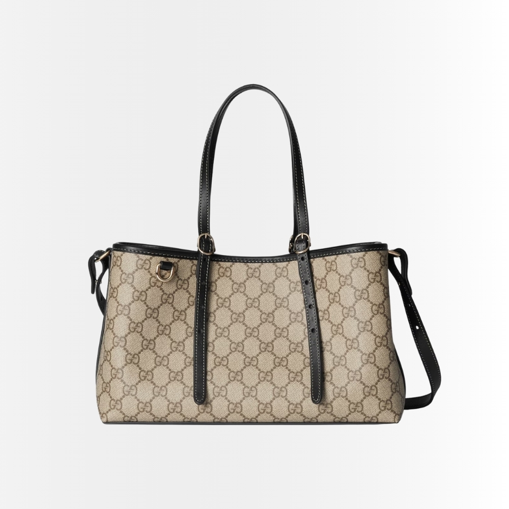 Gucci GG Emblem Small Tote Bag Beige And Black 31Cm 815214 FAD6L 9741