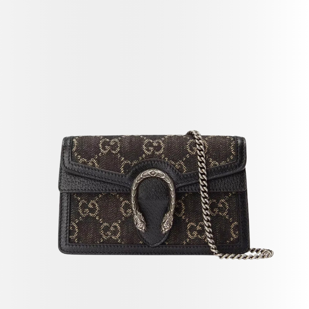 Gucci Dionysus Super Mini GG Shoulder Bag Black 16Cm