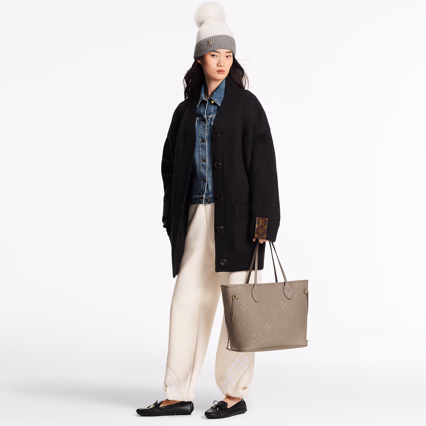 Louis Vuitton Neverfull MM Monogram Empreinte Tourterelle Grey 31Cm M45686 - Image 2