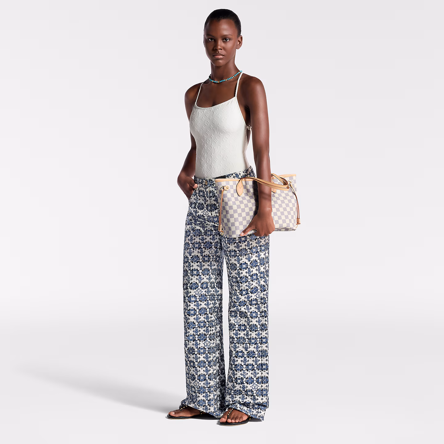 Louis Vuitton Neverfull PM Damier Azur Beige 29Cm N40605 - Image 2