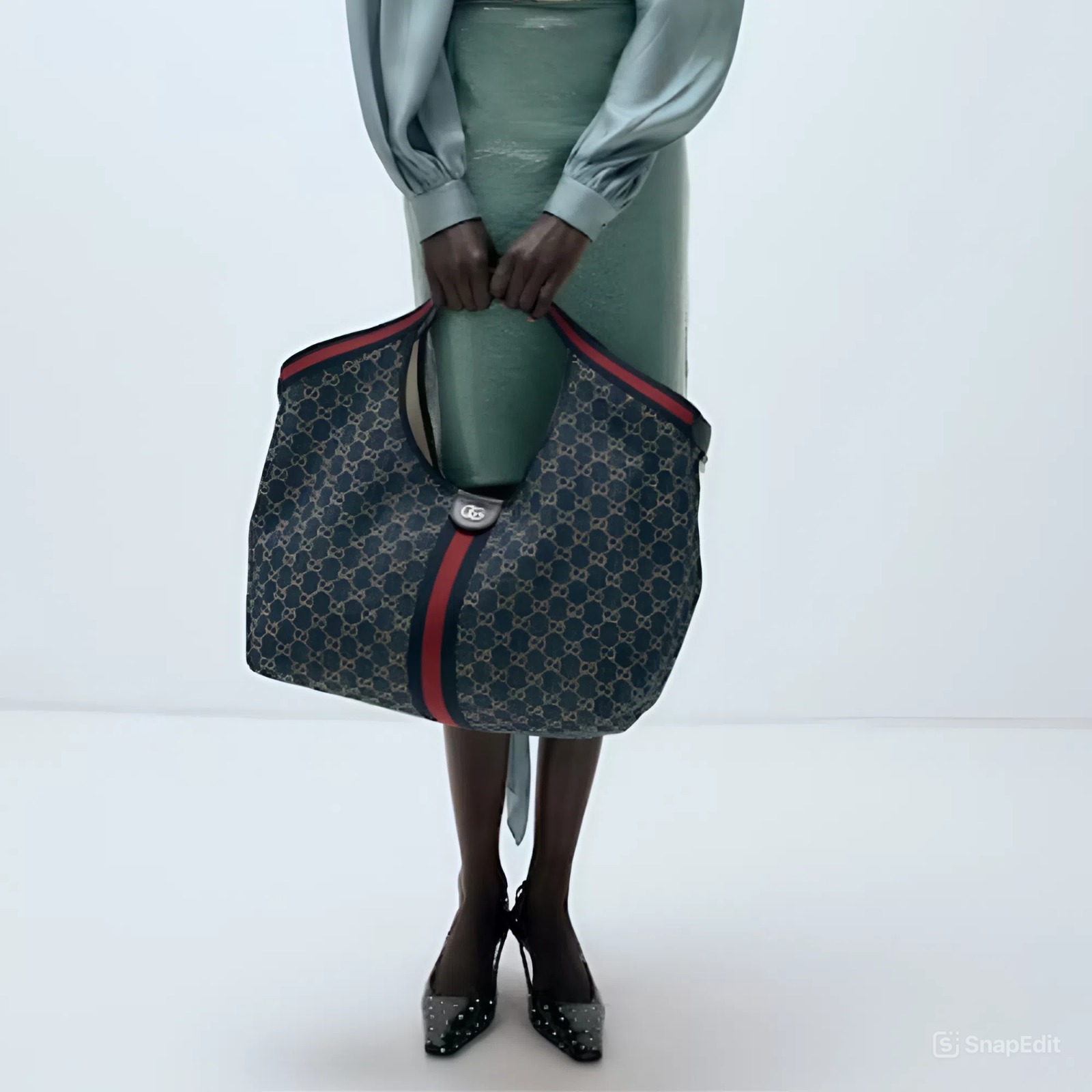 Gucci Giglio Large Tote Bag GG Blue Denim 60Cm 853971 FAFFQ 8864 - Image 2