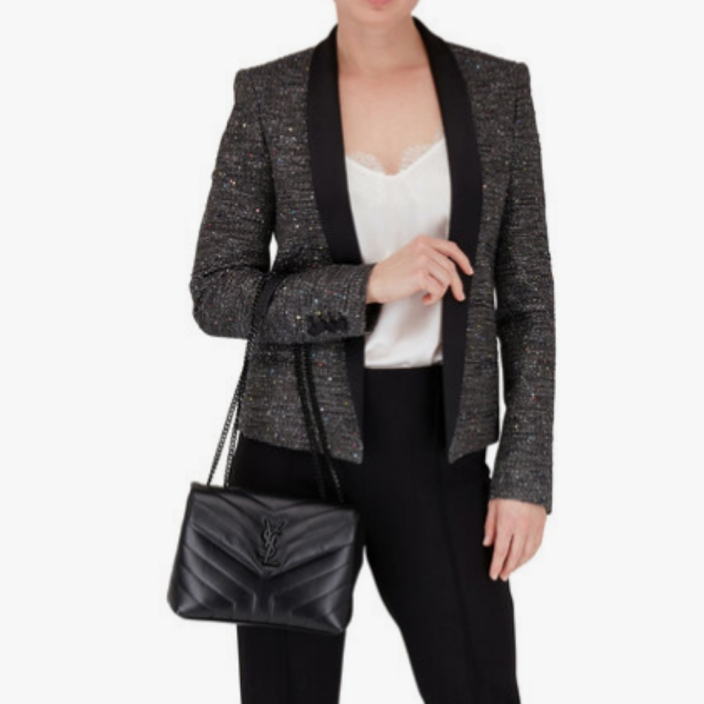 Saint Laurent Loulou Medium Full Black Shoulder Bag 32cm 574946DV7281000 - Image 2