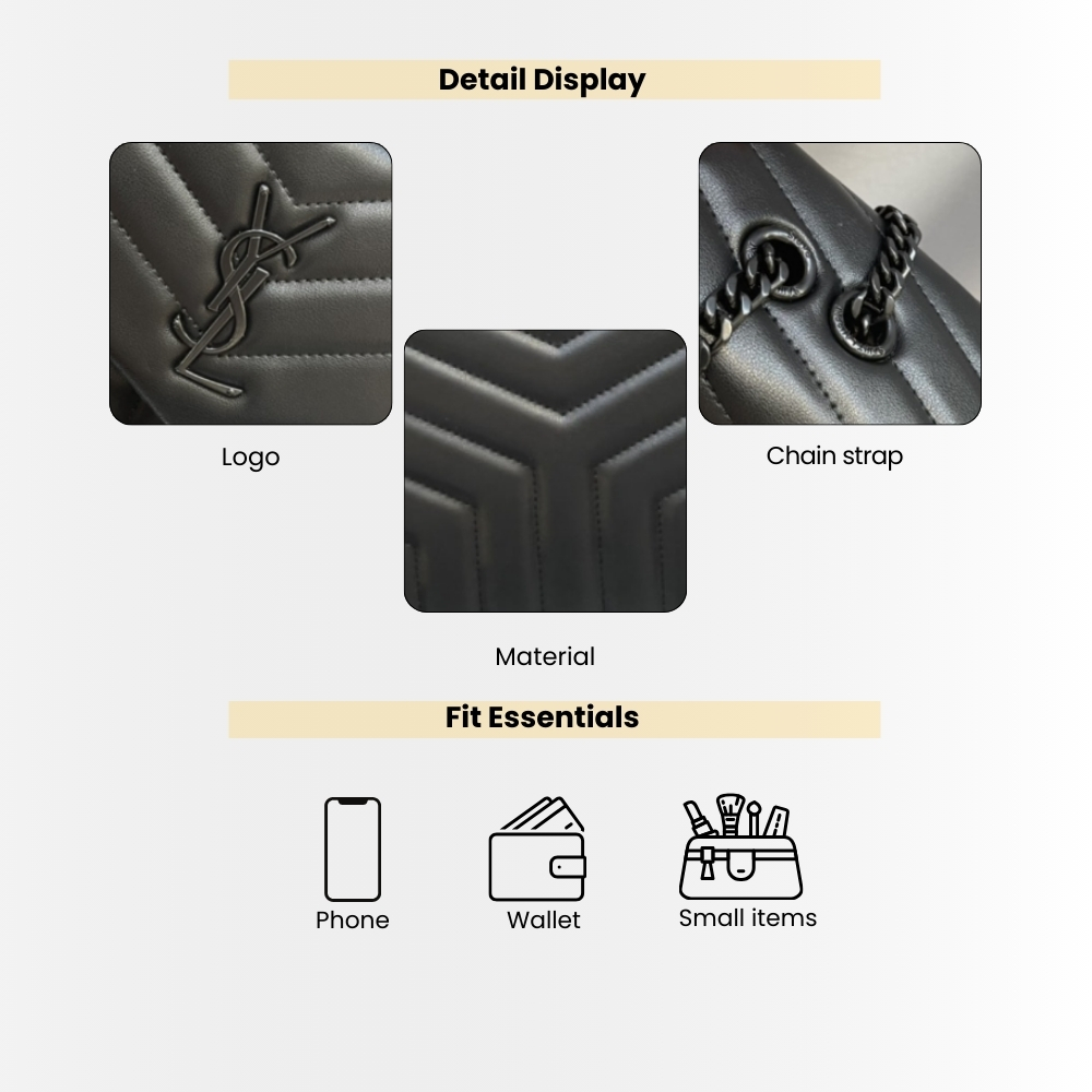 Saint Laurent Loulou Medium Full Black Shoulder Bag 32cm 574946DV7281000 - Image 4