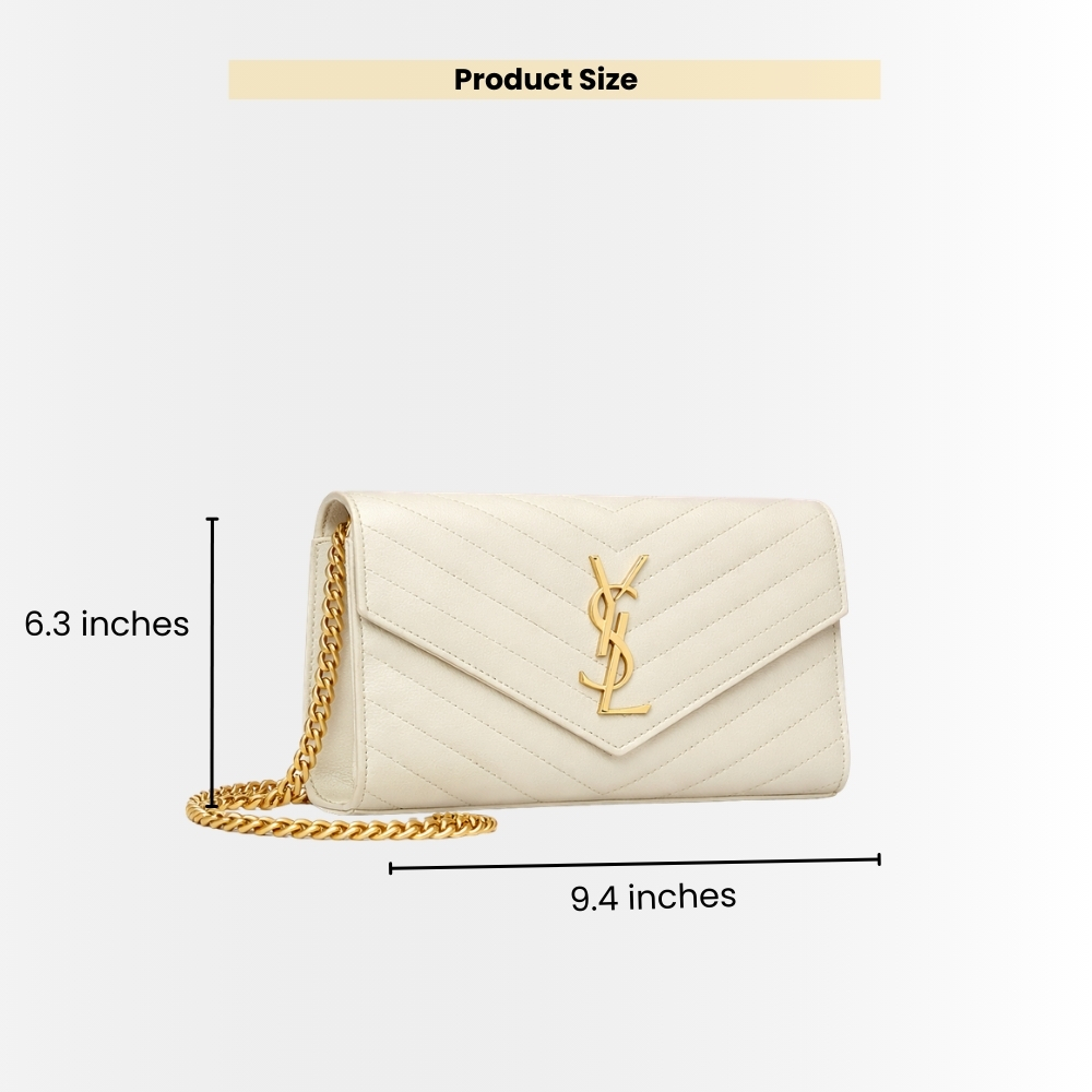 Saint Laurent Envelope Cassandre Medium Chain Wallet White 24cm 377828BOW019207 - Image 3
