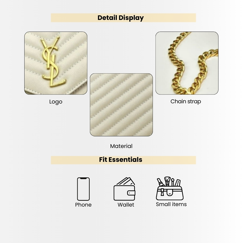 Saint Laurent Envelope Cassandre Medium Chain Wallet White 24cm 377828BOW019207 - Image 4