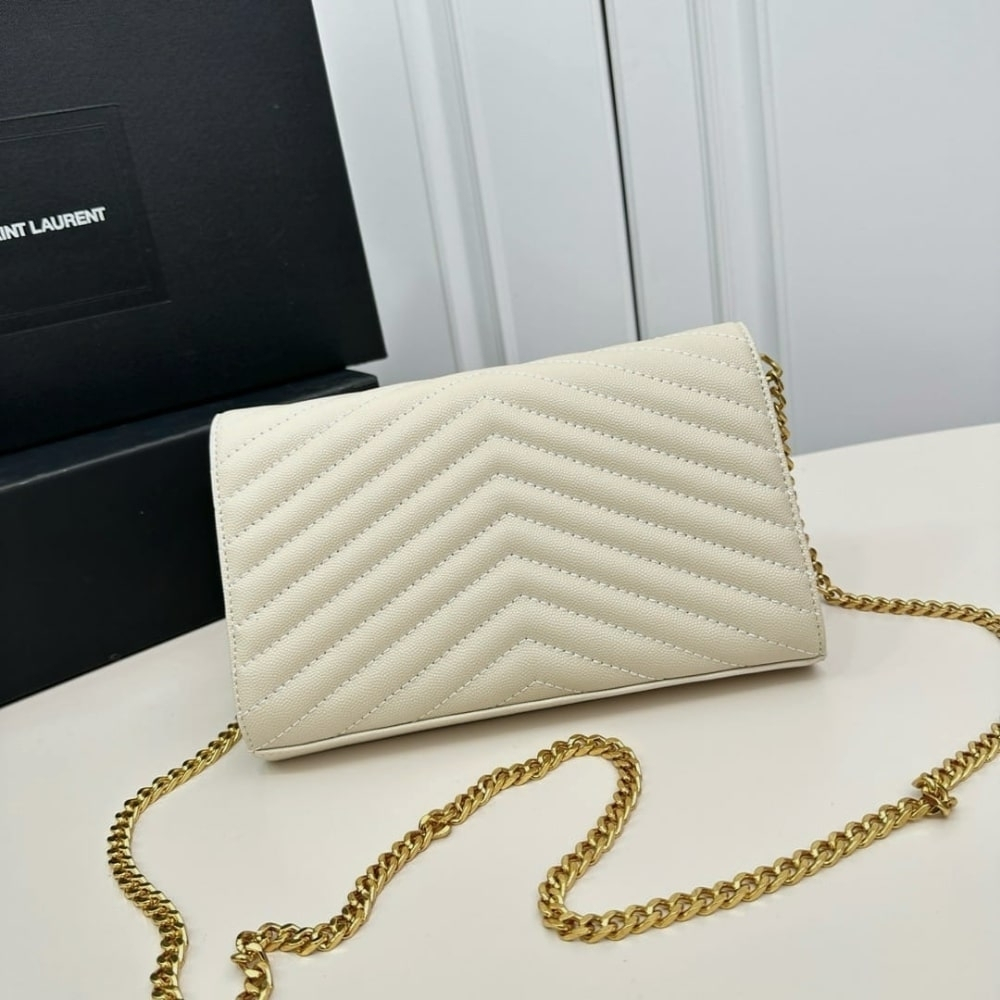 Saint Laurent Envelope Cassandre Medium Chain Wallet White 24cm 377828BOW019207 - Image 7