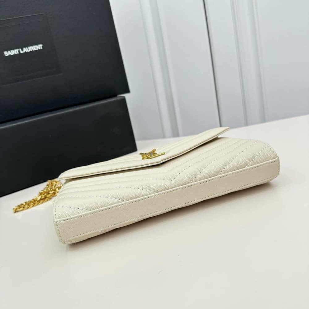 Saint Laurent Envelope Cassandre Medium Chain Wallet White 24cm 377828BOW019207 - Image 8
