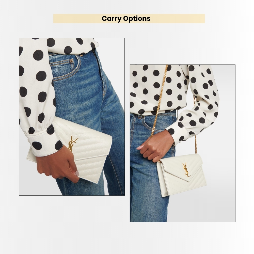 Saint Laurent Envelope Cassandre Medium Chain Wallet White 24cm 377828BOW019207 - Image 9