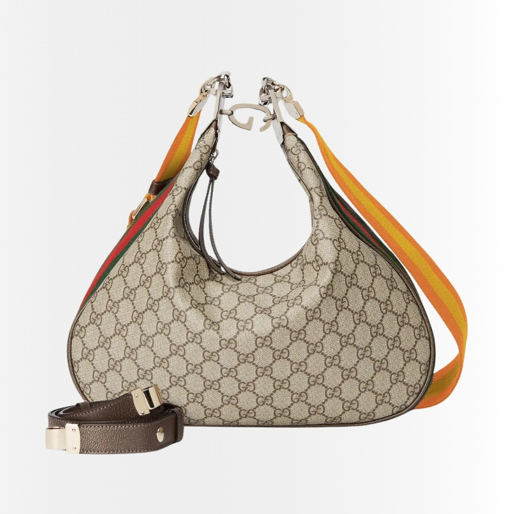 Gucci GG Attache Large Shoulder Bag Beige Ebony 35Cm 702823 96GRN 4091